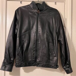 Vintage 1960s-70s Black Leather Bomber Jacket - Made in USA